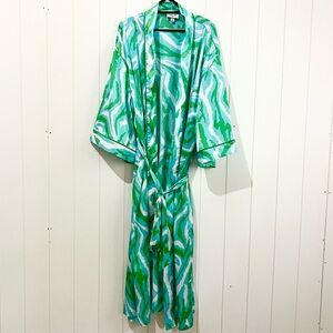 Diane Von Furstenberg Marble Print  Belted Long Rope size L  blue Green White